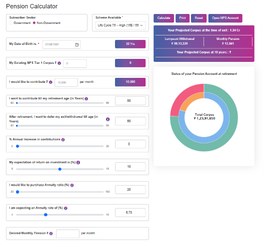 Pension Calculator | NPS Pension Fund
